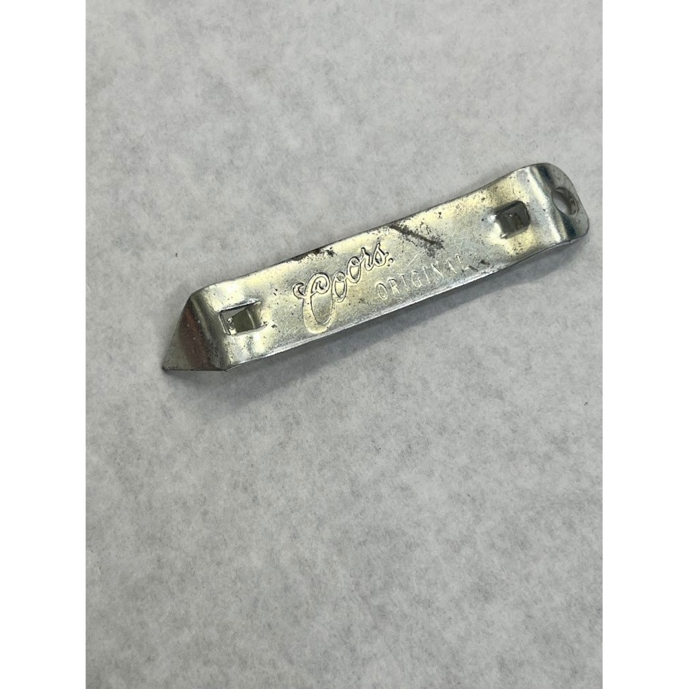 Vintage Coors Original Beer Bottle Opener Church Key Can Punch Silver Metal 4in